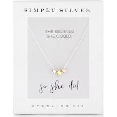 Simply Silver Simply Triple Star Pendant Necklace, Silver/Multi