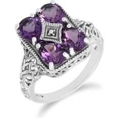 Gemondo Art Nouveau Inspired Statement Ring - Silver/Purple