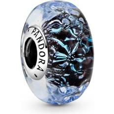 Verre Breloques et Pendentifs Pandora Wavy Murano Glass Ocean Charm - Silver/Blue