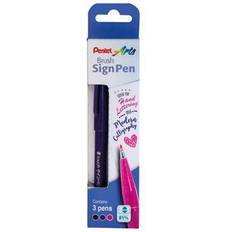 Pentel Brush Sign Pen Assorted (Pack of 3) YSES15C/3-M