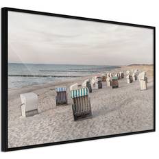 Artgeist med ramme Baltic Beach Chairs Sort 30x20 Plakat