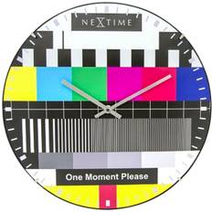 Multifargete Klokker Nextime Wall Clock-Ø 35 cm Glass Color-'Testpage Dome' Multi-Colour, 35 x 35 x 5 cm Veggklokke