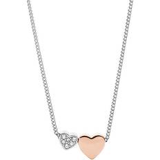 Fossil two tone Fossil Women Duo Hearts Two-Tone Stainless Steel Necklace