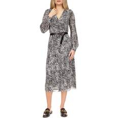 Michael Kors Zebra Print Button Front Midi Dress - Bone