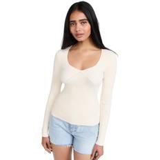 T-shirts Rag & Bone Asher Long-Sleeve Rib-Knit Sweater Ivory