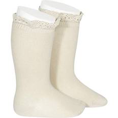 98/104 Strumpor Barnkläder Condor Knee Socks with Lace Edging - Linen (24092-00-304)