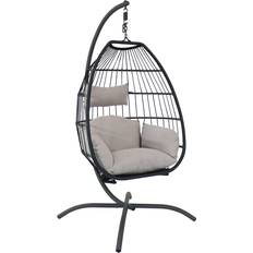 Rattan Outdoor Hanging Chairs Sunnydaze Egg Chair with Stand