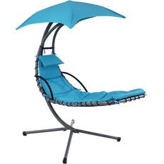 Steel Patio Chairs Sunnydaze Floating Chaise with Umbrella Lounge Chair