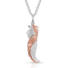 Montana Silversmiths Twisted Feather Necklace - Silver/Rose Gold