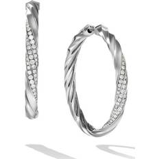 David Yurman Earrings David Yurman Cable Sterling & Diamond Hoop Earrings