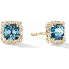 David Yurman Petite Châtelaine Pavé Bezel Stud Earrings in 18K with Gemstone Hampton Topaz