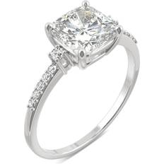 Charles & Colvard Moissanite Cushion Engagement Ring - White Gold/Diamonds