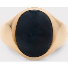IX Studios Oval Signet Hawks Eye Ring - Black/Gold