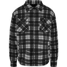 Urban Classics Plaid Teddy Lined Shirt Jacket (Black White, 3XL)