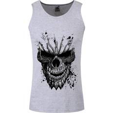 Grindstore Mens Carved Skull Vest Top (Grey)