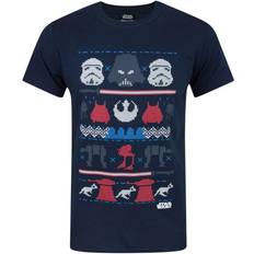 Star Wars Mens Dark Side Fair Isle Christmas T-Shirt (Blue)