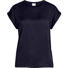 Vila T-paidat Vila Ellette S/S Satin Top - Marine