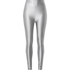 5XL - Damen Leggings Urban Classics Highwaist Shiny Metallic Leggings - Schwarz