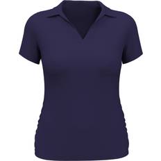 Violet Polos PGA tour Women's AirFlux Solid Short Sleeve Polo Shirt - True Navy Blue