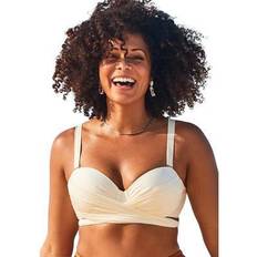 Blue Bikini Tops Swimsuits For All Plus Women's Crisscross Cup Sized Wrap Underwire Bikini Top in (Size D/DD)