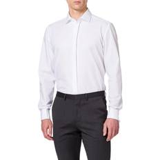 Seidensticker Men's Tuxedo Shirt Non-iron, slim shirt for suit, tuxedo, cut and tails with Kent collar Long Sleeve 100% Cotton, (White 01)