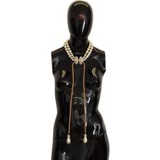 Dolce & Gabbana DG Tone Brass Crystals Choker Faux Pearl Necklace