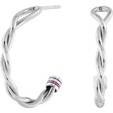 Tommy Hilfiger Twist Hoop Earrings - Silver