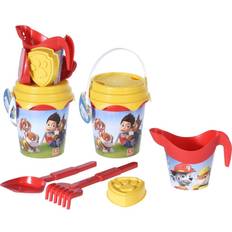 Helfer auf vier Pfoten Sandspielzeuge Mondo 28243 Paw Patrol Beach Set Renew Toys Bucket and Accessories: Sieve, Rake, Shovel, Mould, Watering Can Included 28243, Yellow and Red