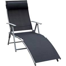 Garden & Outdoor Furniture OutSunny Foldable Recliner Sun Lounger w/ 7 Levels Black