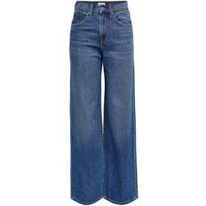 Only Hope Life Ex Hw Wide Straight Fit Jeans - Blue/Medium Blue Denim