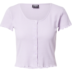 Urban Classics Ladies Ladies Cropped Button Up Rib Tee lilac