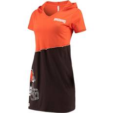 Refried Apparel Women's Orange/Brown Cleveland Browns Sustainable Hooded Mini Dress