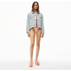 Alexander Wang Logo Printed Cotton Denim Jacket - Donna