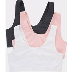 Hanes Women's 3pk Crop Scoop Neck Bralette HFA002 Black/Gray/White