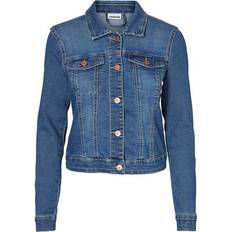 Noisy May Fitted Denim Jacket - Medium Blue