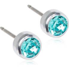 Turkos Smycken Blomdahl Bezel Titanium Earrings - Silver/Turquoise