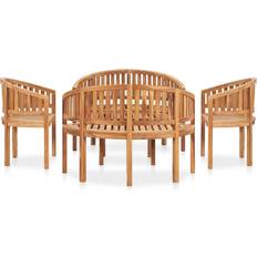 Teak Outdoor Lounge Sets vidaXL 3059964 Outdoor Lounge Set, 1 Table incl. 2 Chairs & 1 Sofas