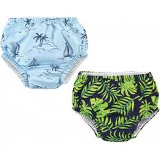 Green Swim Diapers Children's Clothing Hudson Tropical Leaves Swim Diapers 2-pack - Green