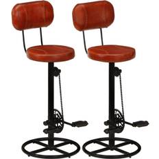 Black - Leather Bar Stools vidaXL Canvas Print Bar Stool 109cm 2pcs