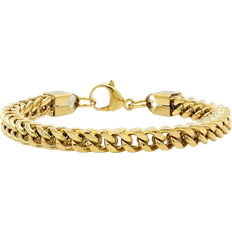 Men - Stainless Steel Bracelets Steeltime 3D Franco Chain Link Bracelet - Gold