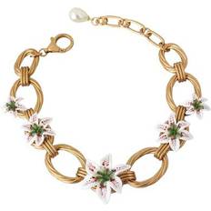 Guld - Multifärgad Halsband Dolce & Gabbana Lilium Floral Choker - Gold/Pearl/Multicolour