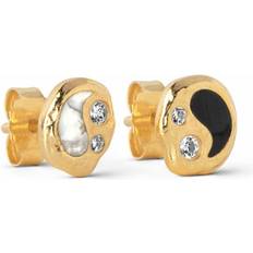 ENAMEL Copenhagen Guld Øreringe ENAMEL Copenhagen Sparkling Yin Yang Earrings - Gold/Agate/Zircon