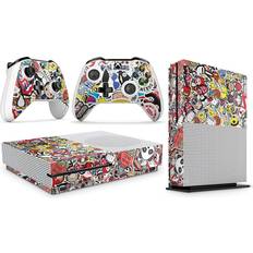 Xbox Series X Protection & Storage giZmoZ n gadgetZ Xbox One X Console Skin Decal Sticker + 2 Controller Skins - Stickerbomb