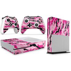 Gaming Accessories giZmoZ n gadgetZ Xbox One X Console Skin Decal Sticker + 2 Controller Skins - Pink Camo