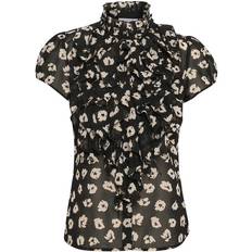 Korkea Kaulus Puserot Saint Tropez Lillysz SS Shirt - Black Flower Shadows