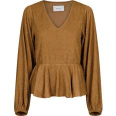 Neo Noir Philly Plisse Blouse - Dusty Brown