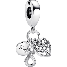 Pandora Family Infinity Triple Dangle Charm - Silver/Transparent