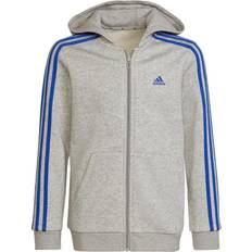 Adidas Essentials 3-Stripes Hoodie - Medium Grey Heather/Royal Blue (HN1915)