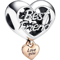 Vriendschap Sieraden Bedels en Hangers Pandora Love You Best Friend Heart Charm - Silver/Rose Gold