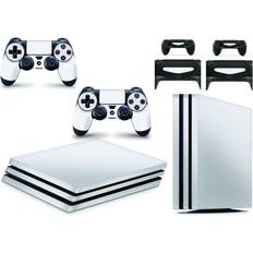 Bundle Decal Stickers giZmoZ n gadgetZ PS4 Pro Console Skin Decal Sticker + 2 Controller Skins - Carbon White